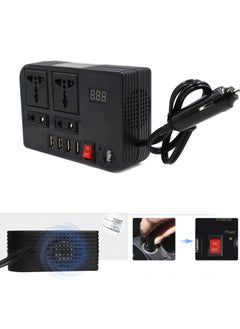 اشتري 200W Car Power Inverter,DC 12V to 110V AC Converter,DC 24V To 220V AC Converter With 1 Socket Cigarette Lighter Adapter And 3 USB Ports Charger Adapter,Car Accessories في الامارات