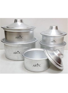 Buy 10-Piece Pieces Genuine Quality Aluminum Cookware Set - Silver (5Pcs Pot 5Pcs Lid) in UAE