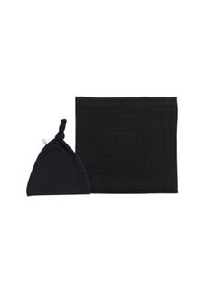 Buy Organic Bamboo Beanie and Swaddle Set  Charcoal Black in UAE