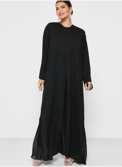 Buy Embellished Pleat Detail Abaya in UAE