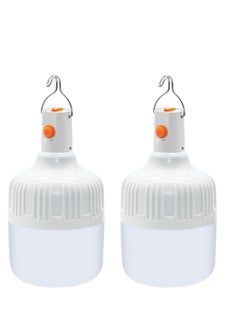 اشتري 2 Pack LED USB Rechargeable Camping Lantern, 3 Modes Portable Light Bulb, Suitable for Emergency, Camping, Patio,Garden, BBQ, Hiking, Fishing في الامارات