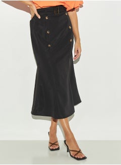 Buy 2Xtremz Button Detail Midi Skirt with Belt in Saudi Arabia