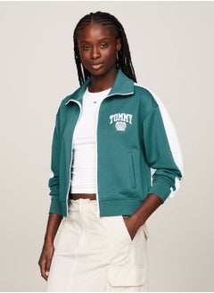 Buy Women's Varsity Logo Zip-Thru Track Jacket -  Recycled polyester blend, Cyan in UAE