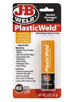 J-B Weld 8237 PlasticWeld Plastic Repair Epoxy Putty - 2 oz