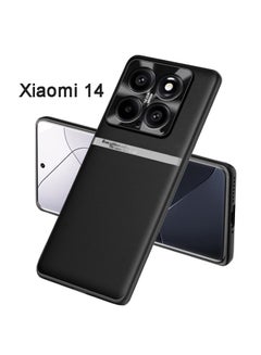Buy Xiaomi 14 Case Cover with TPU Leather Camera Metal Len Protector 3 in 1 Anti-Scratch Anti-drop Anti-fingerprint slim light Protective Shockproof Back Cover For Xiaomi 14 Mobile Phone Accessory(Black) in UAE