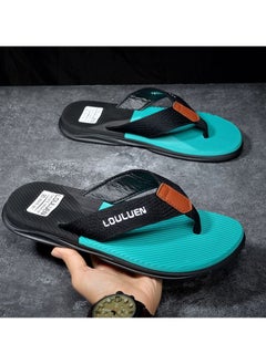 Buy Men's Beach Anti-skid soft Bottom Wear-resistant Flip-flops Green in Saudi Arabia