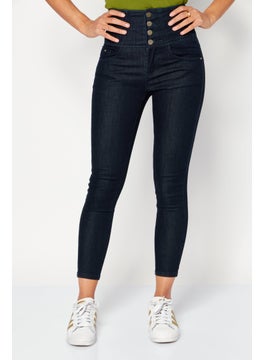 Buy Women Regular Fit Washed Denim Jeans, Navy in UAE