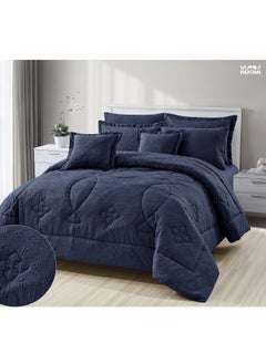 Buy 8-Piece Double Comforter Set Microfiber King Size 240x260 cm Blue in Saudi Arabia