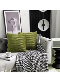 Buy 2 PCS Of Velvet Pleated Throw Pillow With Extra Comfort And Modern Luxury Look in UAE