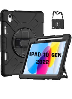 Buy Cover For iPad 10th Generation Cover Case, Armor Cover For iPad 10th Gen With [Pencil Holder] [Handle] [Shoulder Strap] - Black in UAE