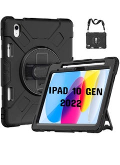 Buy Cover For iPad 10th Generation Cover Case, Armor Cover For iPad 10th Gen With [Pencil Holder] [Handle] [Shoulder Strap] - Black in UAE