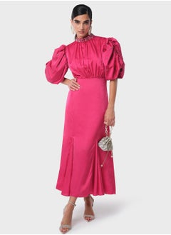 Buy Embellished Sleeve Back Open Dress in Saudi Arabia