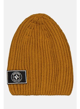 Buy Men Embroidered Logo Knitted Beanie, Brown in UAE