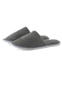 اشتري SPA Slippers 1 Pair Disposable Bathroom Slippers Thick Soft Cotton Velvet Hotel Slippers For Home And Travel Unisex Slipper Men And Women Slippers Universal Size UK 10-11 EU 44-45 Fit Grey في الامارات