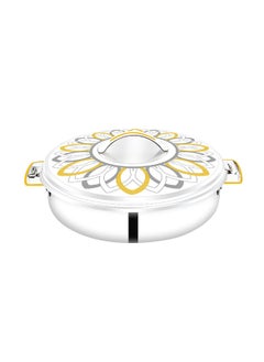 اشتري Samar Stainless Steel Hotpot Golden Floral Design Double-Wall Insulated Food Warmer  2500ml في الامارات