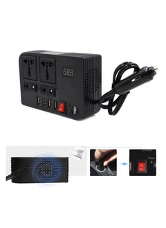 اشتري 200W Car Power Inverter,DC 12V to 110V AC Converter,DC 24V To 220V AC Converter With 1 Socket Cigarette Lighter Adapter And 3 USB Ports Charger Adapter,Car Accessories في الامارات