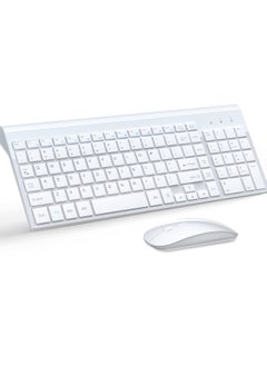 Buy Wireless Keyboard and Mouse Ultra Slim Combo, 2.4G Silent Compact USB Mouse and Scissor Switch Keyboard Set, for PC/Laptop/Windows/Mac - White in UAE