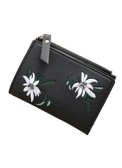 Buy Zipper Closure Printed Wallet Black in UAE