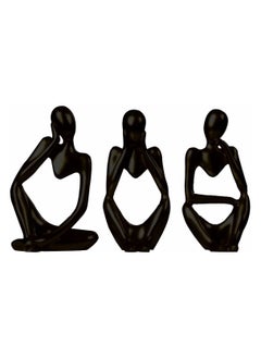 اشتري 3 Pcs Thinker Statue Black Abstract Sculptures Home Decor Modern Resin Statues for Bookshelf Coffee Table في الامارات