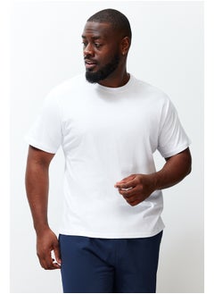 اشتري Plus Size White Slim/Slim Fit Comfortable Basic 100% Cotton T-Shirt TMNSS23TS00134 في مصر