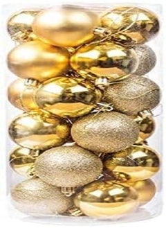 Buy 24 Christmas Balls Shiny, Matte , Assorted 6 cm (Gold) in Egypt