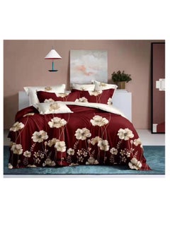 اشتري 6Pcs Bedding Set Solid Color Luxury Bedding Duvet Cover Set  King Size Bed Set Red design في الامارات