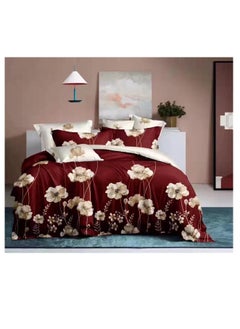 Buy 6Pcs Bedding Set Solid Color Luxury Bedding Duvet Cover Set  King Size Bed Set Red design in UAE