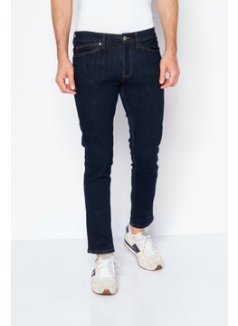 Buy Men Slim Fit Solid Stretchable Denim Jeans, Navy in Saudi Arabia