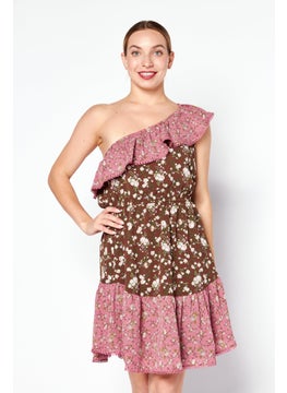 Buy Women Floral Printed Mini Dress, Brown Combo in UAE