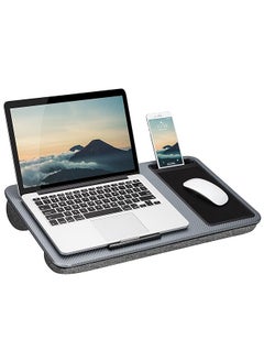 Buy Home Office Lap Desk With Device Ledge Mouse Pad And Phone Holder Silver Carbon Fits Up To 15.6 Inch Laptops Style No. 91585 in Saudi Arabia