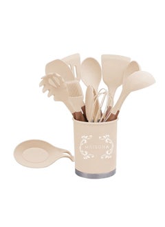 Buy 13-Piece Kitchen Utensil Set With Holder - Beige in UAE