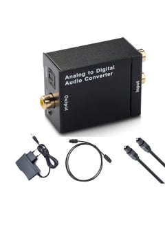 Buy Analog RCA to Digital Converter Analog R/L to Optical Optical Fiber Coaxial Audio Adapter and Power Supply in UAE