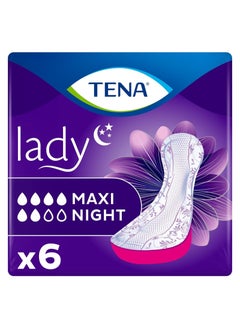 اشتري TENA Lady Maxi Night Pads for moderate to heavy Bladder Weakness - Pack of incontinence pads for Women, 6 pads في الامارات