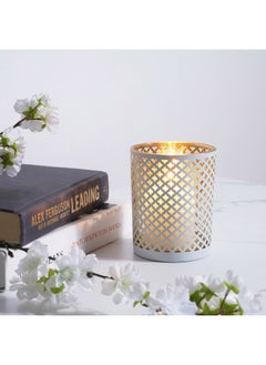 Buy Primrose Glass Candle Holder Dia10x12.5cm - Gold in UAE