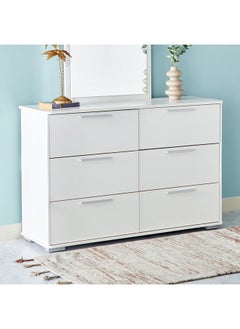 Buy Frankfurt 6-Drawer Master Dresser | Dressing Table | Vanity Table | Makeup Table Without Mirror White 39x80x120 cm in UAE