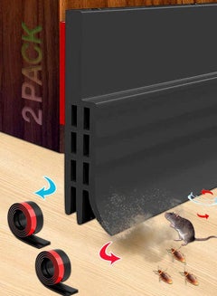 Buy (2 pack) Door Draft Stopper, Under Door Draft Blocker , Adjustable Adhesive Rubber Door Seal Waterproof Soundproof for Interior Exterior Doors Guard Against Drafts Dust Noise Animals (5×100CM,Black) in Saudi Arabia