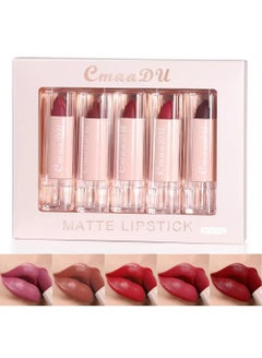 Buy 5 Pcs Matte Lipstick Lip Gloss Waterproof Long-Lasting Liquid Lipstick Cosmetic Beauty Keep 24 Hours Makeup in Saudi Arabia