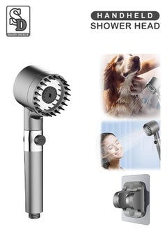 Buy Handheld Massage Shower Head with Bracket, Experience High Pressure, Impurity Removal, Hair Fall Prevention, and 3 Soothing Spray Modes in Saudi Arabia