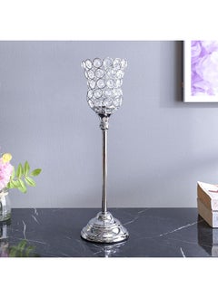 Buy Aleeza Candle Holder Decorative Candle Stand Candle Stick Home Decoration Candle Holders For Prayer Room Dining Room Candle Light Dinners 10.5x10.5x42 cm Silver in UAE