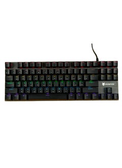 Buy English Arabic Mechanical Gaming Keyboard with RGB Backlit, USB Wired 87 Keys Blue Switch Keyboard for Windows/MacOS/Android PC Gamers Black in Saudi Arabia