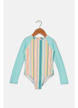 اشتري Toddlers Girl Stripe Long Sleeve Swimsuit, Light Green في الامارات