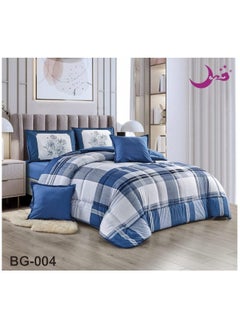 Buy Comforter set, comfortable and soft, royal bedspread, 6 pieces, double-sided, one side berber and one side plain in Saudi Arabia