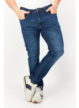 اشتري Men Tapered Fit Washed Fit Denim Jeans, Blue في الامارات