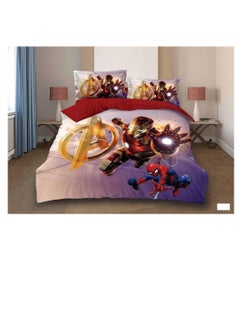 اشتري 3D Comforters Queen Size Cartoon characters bedding set with fixed duvet insert, fitted bedsheet and pillowcase, 4-Pieces set QU19 في الامارات