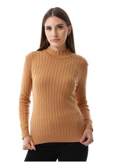 Buy Bronze Wide Ribbed Mock Neck Top in Egypt