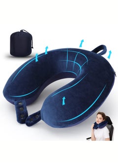 Buy Travel Neck Pillow, Best Memory Foam Airplane Pillow for Head Support Soft Adjustable Pillow for Plane, Car or Home Recliner Use (Blue) in Saudi Arabia