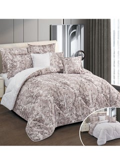 Buy Hours comforter set with soft silky fabric two sides floral print 8 pieces king size in Saudi Arabia