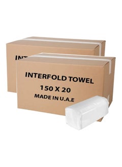 Buy Interfold Hand Towel Tissue Paper - 150 Sheet Pack of 20 Box of 2 in UAE