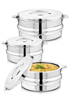 Buy 3-Piece Stainless Steel Food Containers With Twist-Lock Lid 1500ML, 2500ML, 3500ML Silver in Saudi Arabia