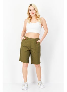 اشتري Women Plain Poplin Knee Shorts, Khaki في الامارات